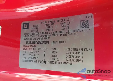 2016 Chevrolet Silverado 1500 Ls from USA, damaged, VIN 1GCNCNEC2GZ394281